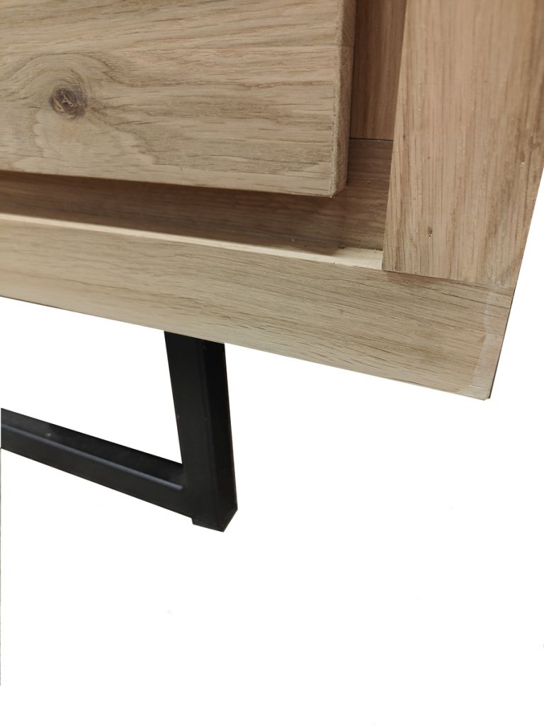 ENFILADE RIPLEY CHENE MASSIF HUILE 3 PORTES 1 TIROIR 120 X 157 X 40 CM - Photo N°4