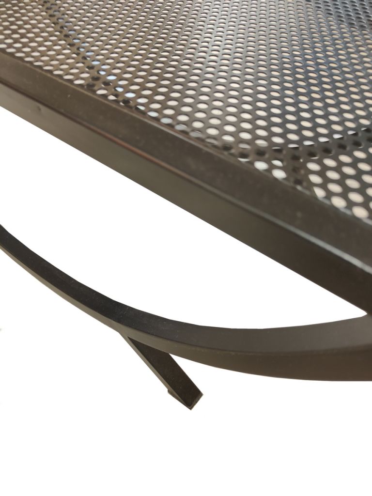 ETAGERE CONSOLE METAL NOIR ARRONDIE PLATEAU BOIS 80 X 35 X 82 CM - Photo N°3