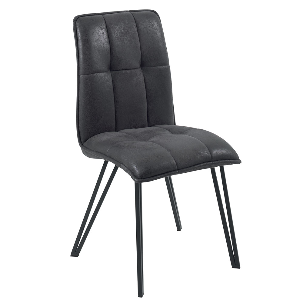 CHAISE VENUS PIED METAL NOIR 66 X 92 X 47 CM TISSU MICROFIBRE GRIS - Photo N°7