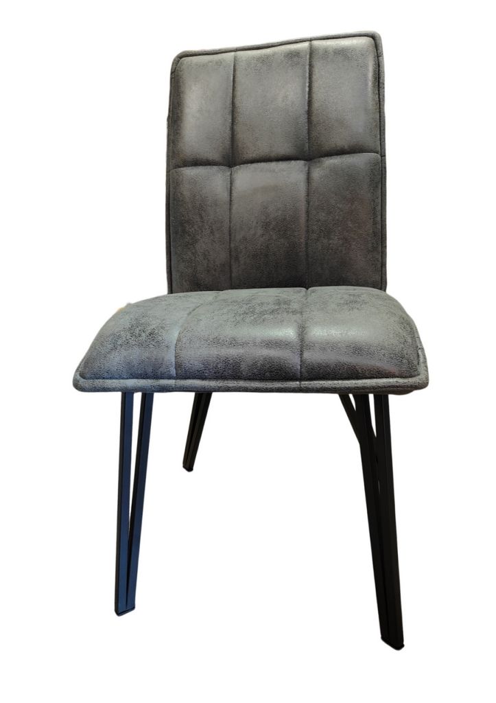 CHAISE VENUS PIED METAL NOIR 66 X 92 X 47 CM TISSU MICROFIBRE GRIS - Photo N°3