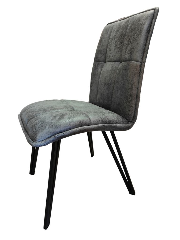 CHAISE VENUS PIED METAL NOIR 66 X 92 X 47 CM TISSU MICROFIBRE GRIS - Photo N°4