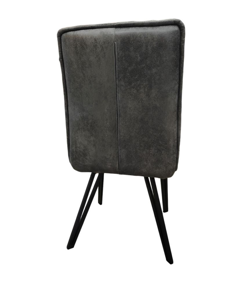 CHAISE VENUS PIED METAL NOIR 66 X 92 X 47 CM TISSU MICROFIBRE GRIS - Photo N°5