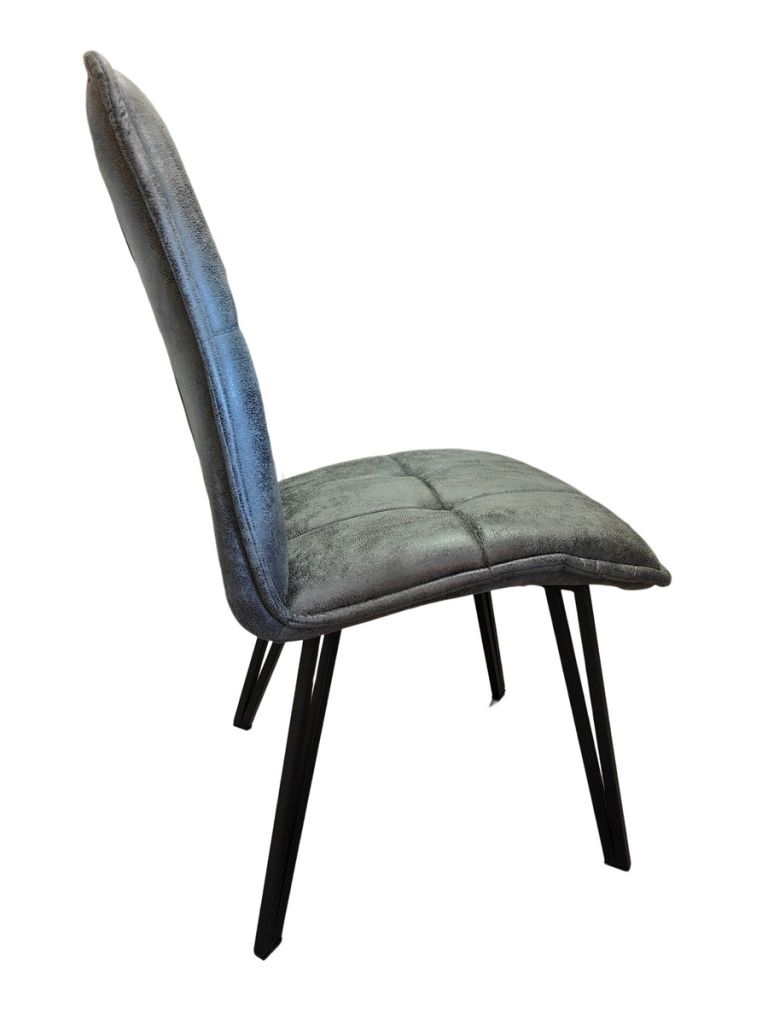 CHAISE VENUS PIED METAL NOIR 66 X 92 X 47 CM TISSU MICROFIBRE GRIS - Photo N°6