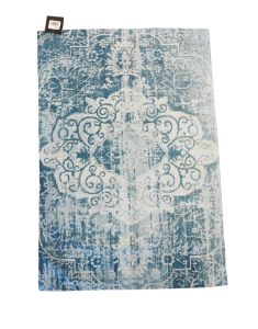 TAPIS MEDINA BLEU 60 X 90 CM TISSU LIN ET VISCOSE
