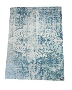 TAPIS MEDINA BLEU 130 X 180 CM TISSU LIN ET VISCOSE
