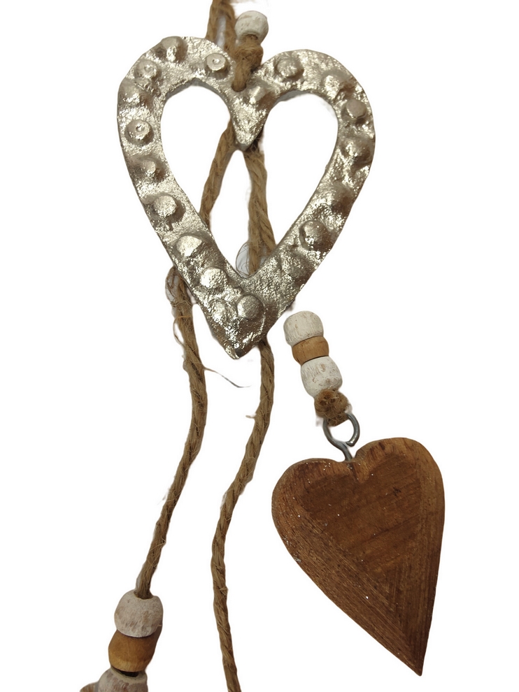 SUSPENSION COEUR METAL COEUR ET ETOILE BOIS - Photo N°3
