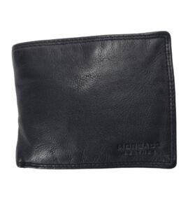 LE PORTEFEUILLE GASTON DE MORGADO PIEL COULEUR CUIR NOIR  11.2 X 9.5 X 2.5 CM