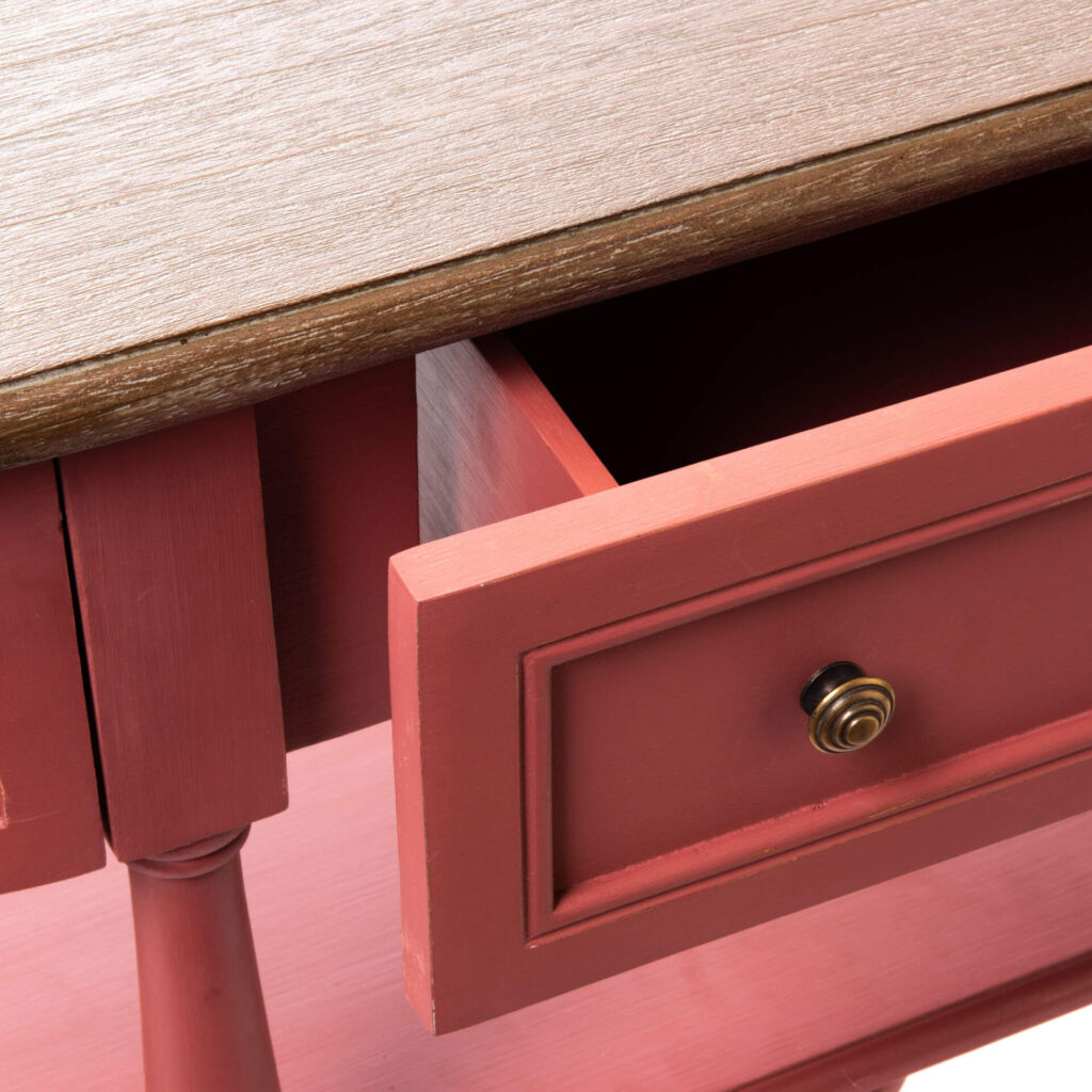 CONSOLE DRAPIER BOHEME 1 TIROIR COULEUR FRAMBOISE 120 X 35 X 80 CM - Photo N°4