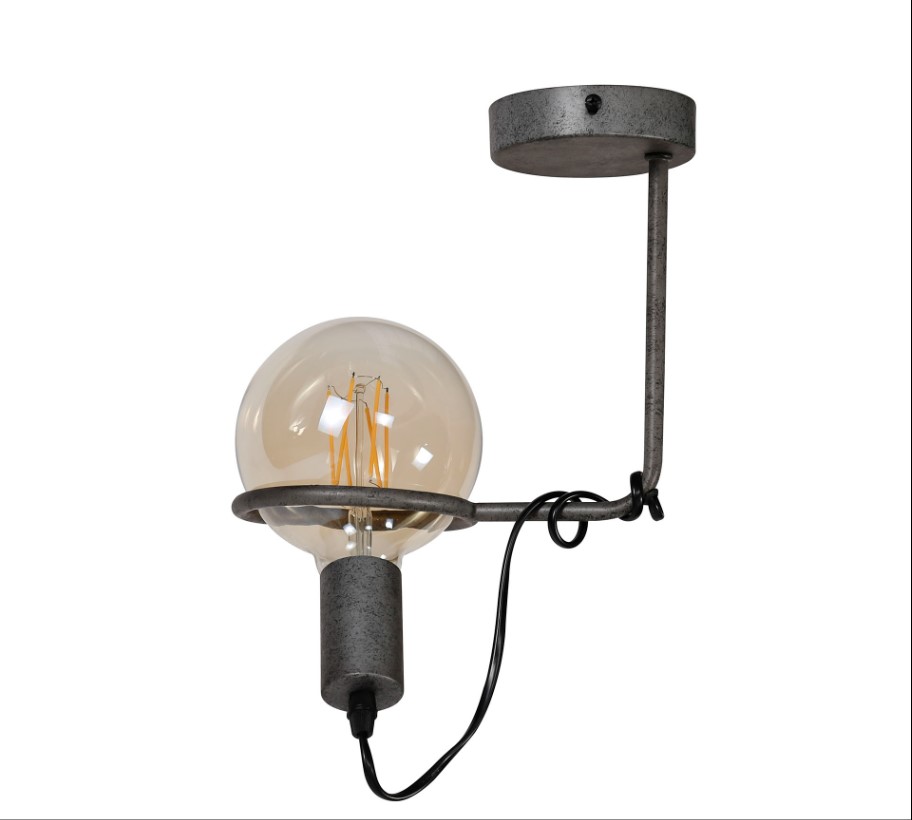 PLAFONNIER OU APPLIQUE MURALE SATURN FER ARGENT VIELLI 13 X 23 X 25 CM - Photo N°3