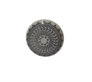 BOUTON DE PORTE CERAMIQUE BLANC DECOR ARGENTE 4 X 2.5 CM ET METAL