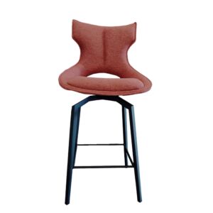 CHAISE HAUTE CAMILLE  PIEDS TUBULAIRE METAL NOIR TISSU ROSE 102 X 46 X 62 CM