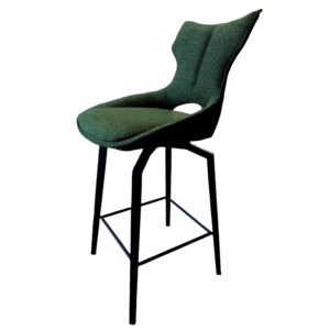 CHAISE HAUTE CAMILLE  PIEDS TUBULAIRE METAL NOIR TISSU VERT 102 X 46 X 62 CM