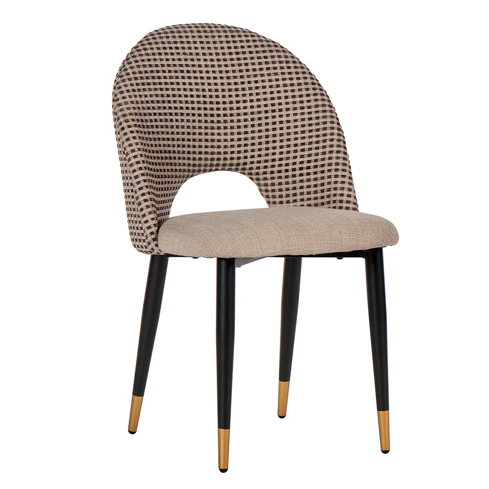 CHAISE VERMONT PIED METAL NOIR ET DORE 50 X 56 X 84 CM TISSU TAUPE - Photo N°1