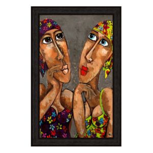 TOILE LA FILLE AUX BANDANAS ENCADREMENT NOIR 73 X 103 CM