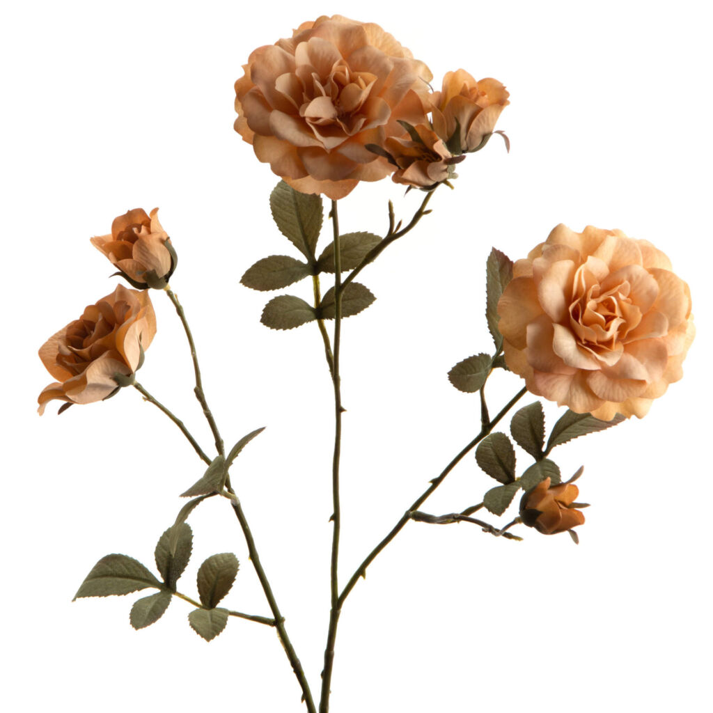 BRANCHE DE ROSIER 7 FLEURS ET BOUTONS VINTAGE 68 CM - Photo N°1