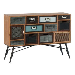 COMMODE DECO 11 TIROIRS 1 PORTE METAL ET BOIS DIMENSIONS 110 X 77 X 34 CM