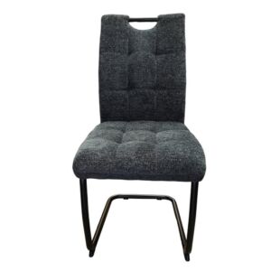 CHAISE TISSU ANTHRACITE MOUCHETE PIED LUGE 96 X 57 X 45 CM