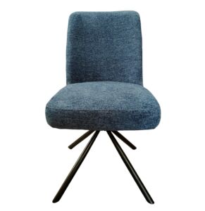 CHAISE TOSCA 1 PIEDS METAL NOIR ASSISE PIVOTANTE TISSU BLEU 48 X 60 X 87CM
