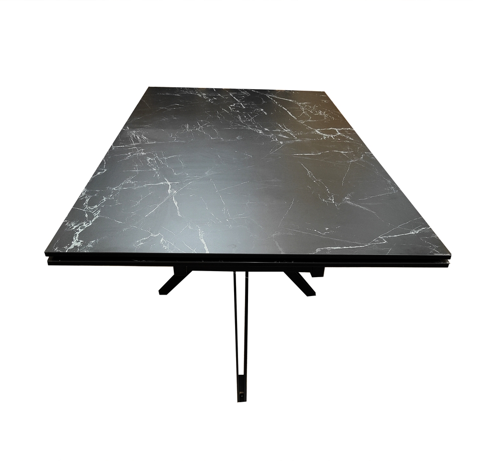TABLE WING NOIR CERAMIQUE MARBRE 180/280 X 98 X 76 CM - Photo N°2