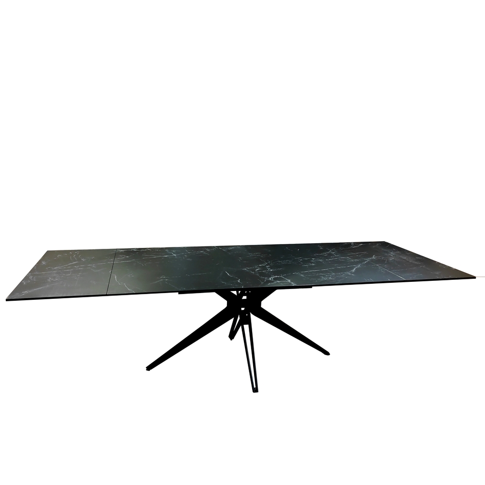 TABLE WING NOIR CERAMIQUE MARBRE 180/280 X 98 X 76 CM - Photo N°4