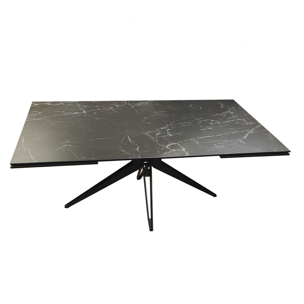 TABLE WING NOIR CERAMIQUE MARBRE 180/280 X 98 X 76 CM - Photo N°1