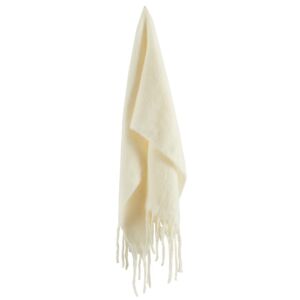 ECHARPE A LONGUES FRANGES COULEUR CREME 214 X 50.5 CM