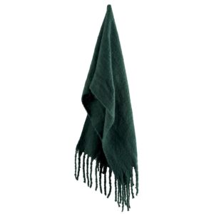 ECHARPE A LONGUES FRANGES VERT SAPIN 214 X 50.5 CM