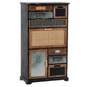 COMMODE DECO 7 TIROIRS 2 PORTES METAL ET BOIS DIMENSIONS 69 X 122 X 34 CM