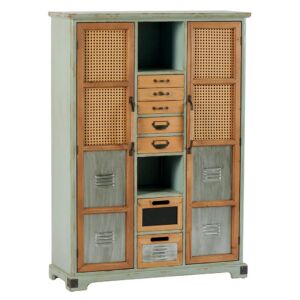 COMMODE DECO 7 TIROIRS 2 PORTES 2 NICHES METAL ET BOIS DIMENS 90 X 128 X 34 CM