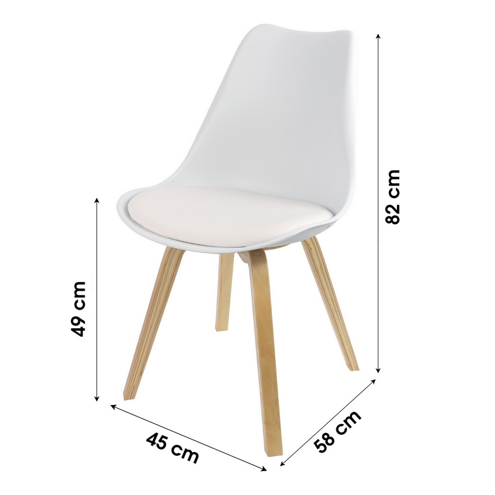 CHAISE EMY COQUILLE PVC ASSISE MATELASSEE 45 X 82 X 58 CM BLANCHE - Photo N°1