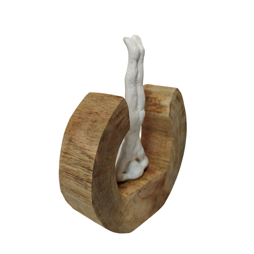 DECORATION A POSER EN MANGUIER ET ALUMINIUM BLANC YOGA 20 X 6 X 20 CM - Photo N°4