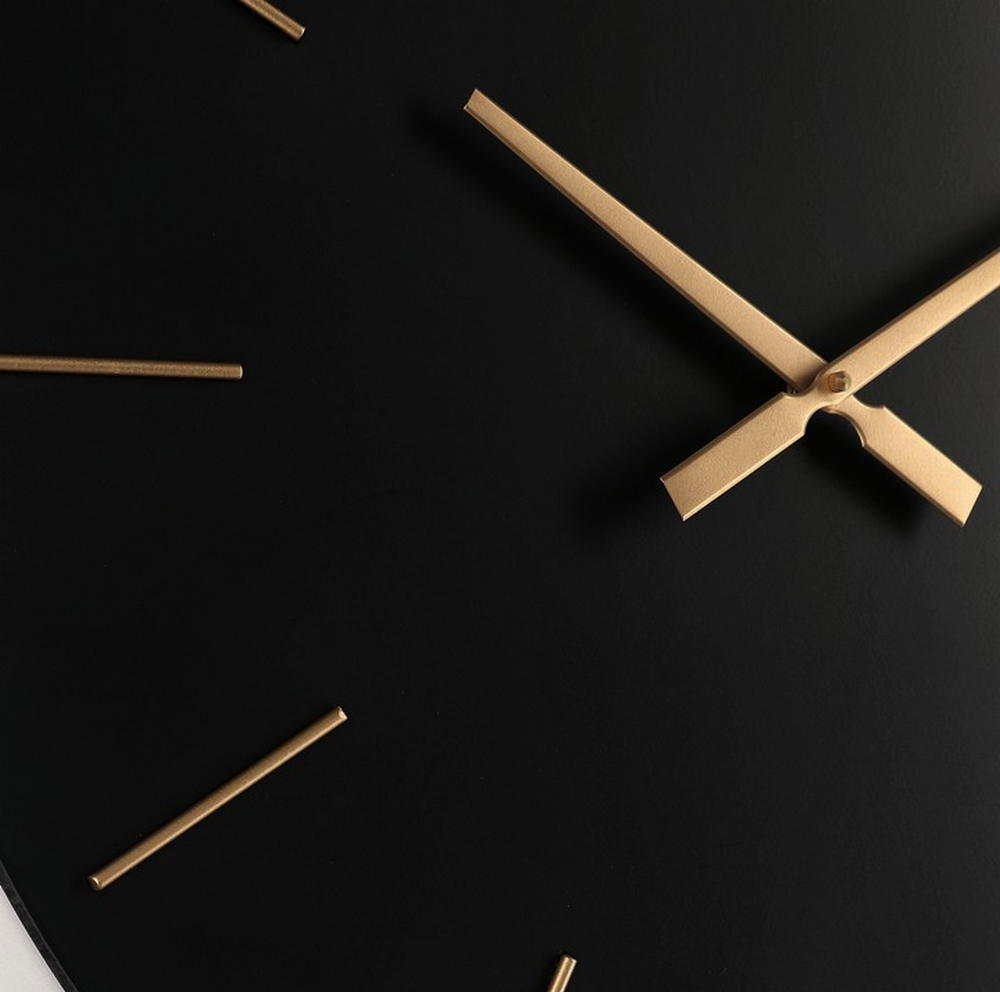 HORLOGE MURALE TIMELINE NOIR ET DORE 60 CM - Photo N°2