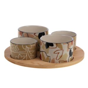 COFFRET APERO 4 BOLS SUR PLATEAU BAMBOU AMBRE