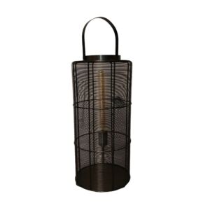 LAMPE FACON LANTERNE AVEC ANSE EN FIL DE FER 25.5 x 25.5 x 57/72 cm