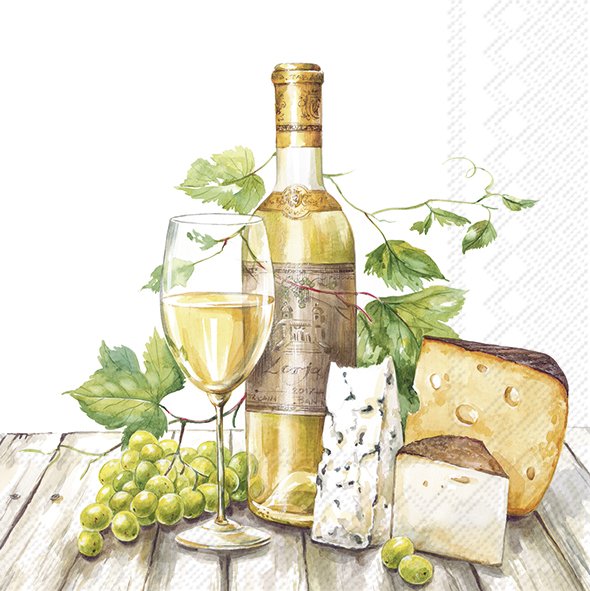 20 SERVIETTES EN PAPIER DEGUSTATION DE VIN BLANC 33 X 33 CM - Photo N°1