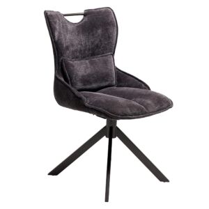 CHAISE BIORG PIED PIVOTANT NOIR TISSU CHINE GRIS ANTHRACITE 66 X 88 X 52 CM