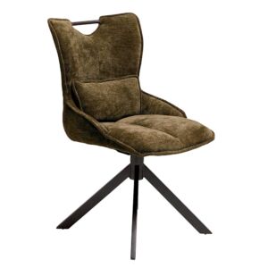 CHAISE BIORG PIED PIVOTANT NOIR TISSU CHINE KAKI 66 X 88 X 52 CM