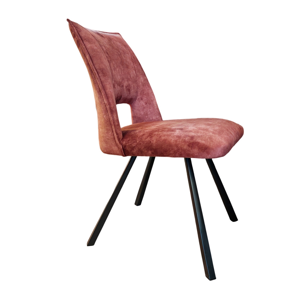 CHAISE AIX  PIEDS METAL NOIR  ASSISE VELOURS ROSE 87 X 46 X 62 CM - Photo N°1