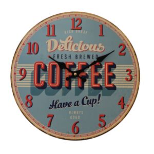 HORLOGE MURALE MDF 34 CM DECO VINTAGE COFFEE