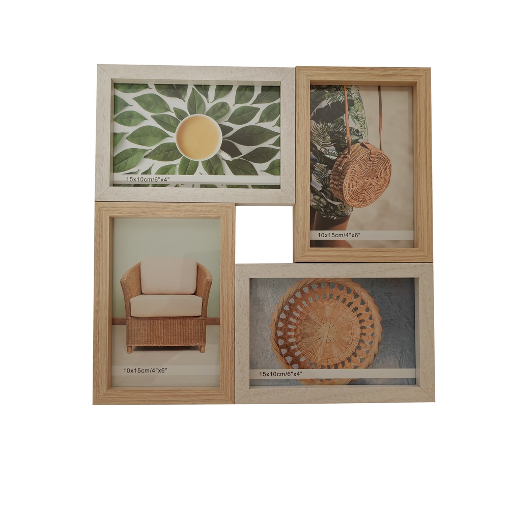 PELE MELE CADRE BOIS BLANC 4 PHOTOS 10 X 15 CM - Photo N°1