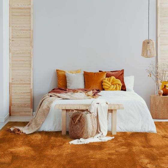 TAPIS DE SOL POILS LONG EXTRA DOUX SAUVAGE COULEUR OCRE 160 X 230 CM - Photo N°5