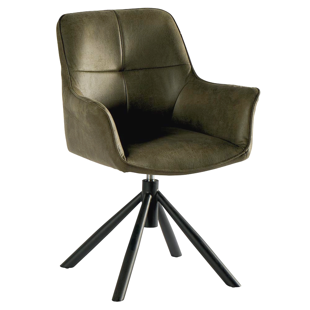 CHAISE ACCOUDOIR TOURNANTE RITCHEY PIEDS NOIR TISSU MICROFIBR KAKI 62 X87X 57 CM - Photo N°1