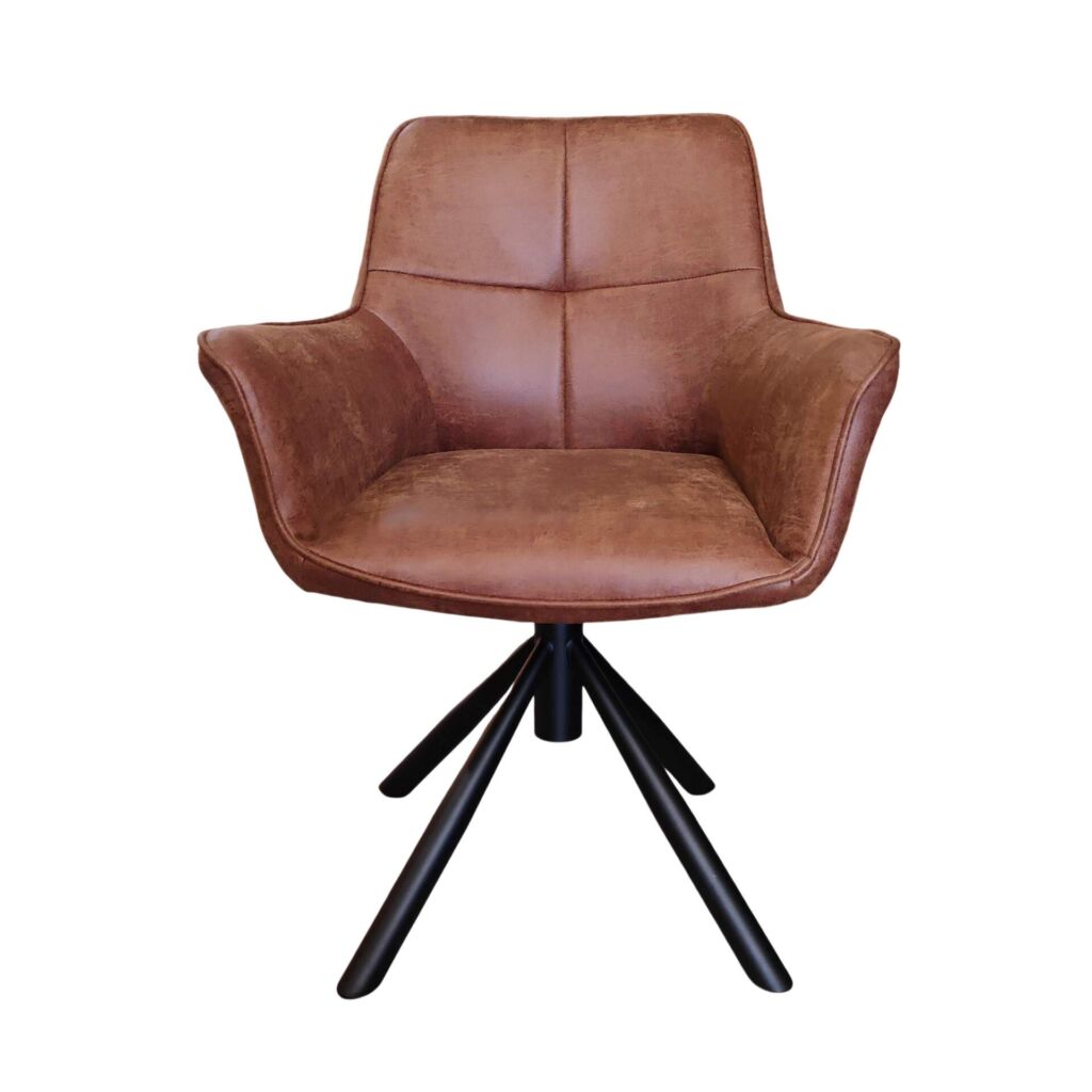 CHAISE ACCOUDOIR TOURNANTE RITCHEY PIEDS NOIR TISSU MICROFI HAVANE 62 X87X 57 CM - Photo N°7