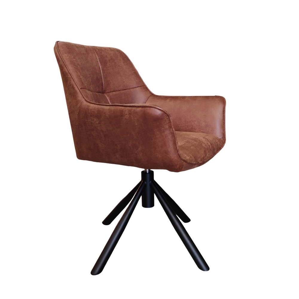 CHAISE ACCOUDOIR TOURNANTE RITCHEY PIEDS NOIR TISSU MICROFI HAVANE 62 X87X 57 CM - Photo N°6