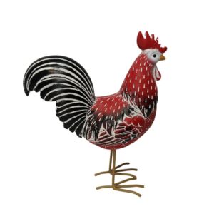 COQ RESINE ROUGE ET NOIR 22 X 8.5 X 19.5 CM