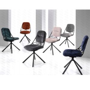 CHAISE LEXI STRUCTURE METAL NOIR PIVOTANTE TISSU BLANC CREME 56 X 63 X 92 CM