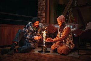 SPIN 1500 FEU DE TABLE ARGENT BIOETHANOL 29 X 67.5 CM