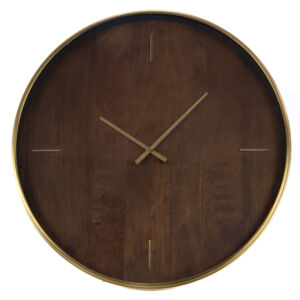 HORLOGE MODERNE BOIS ESWATINI ET METAL DORE 68 X 68 X 5 CM