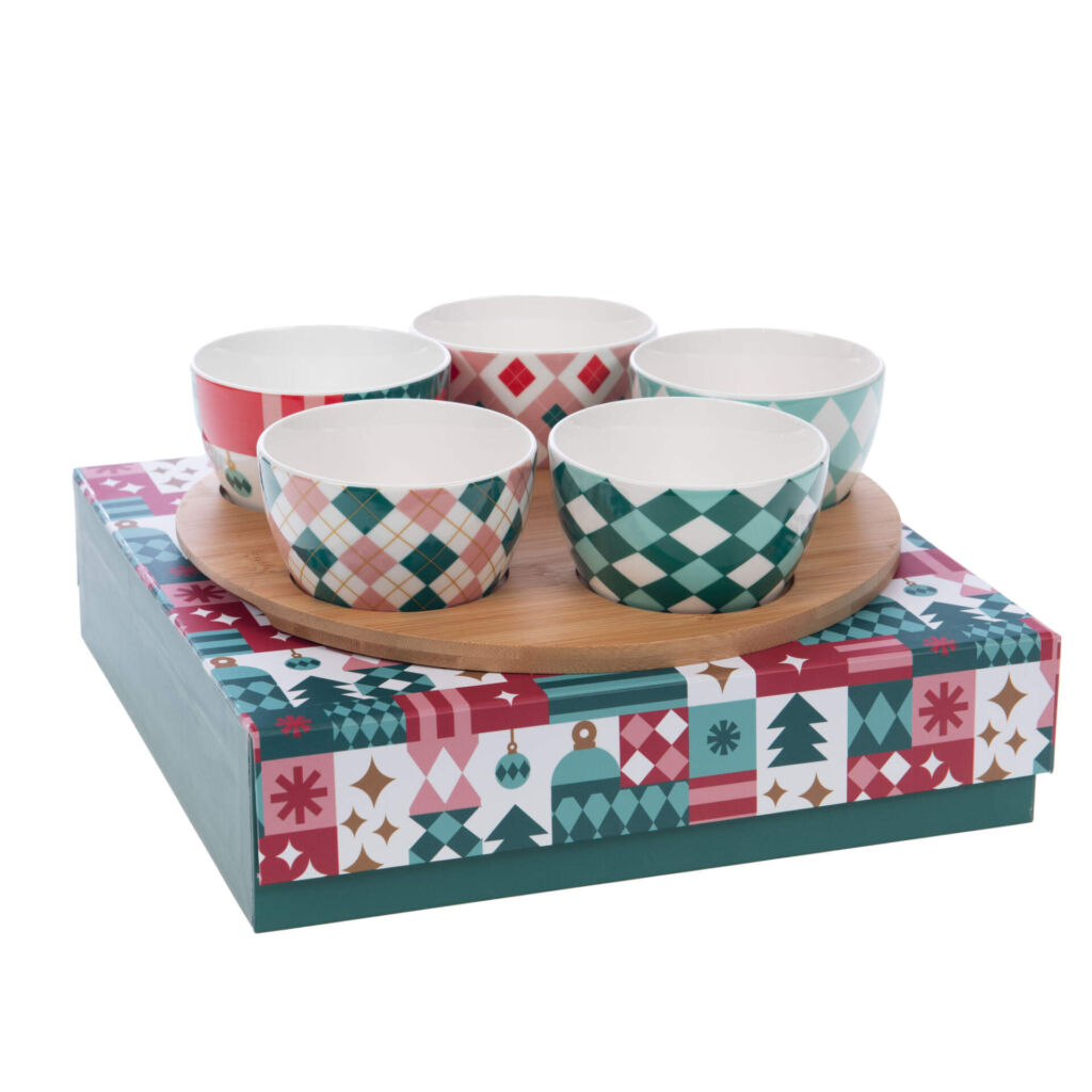 PLAT APERO 5 BOLS COLLECTION SANTA FE 30 X 30 X 11 CM - Photo N°1