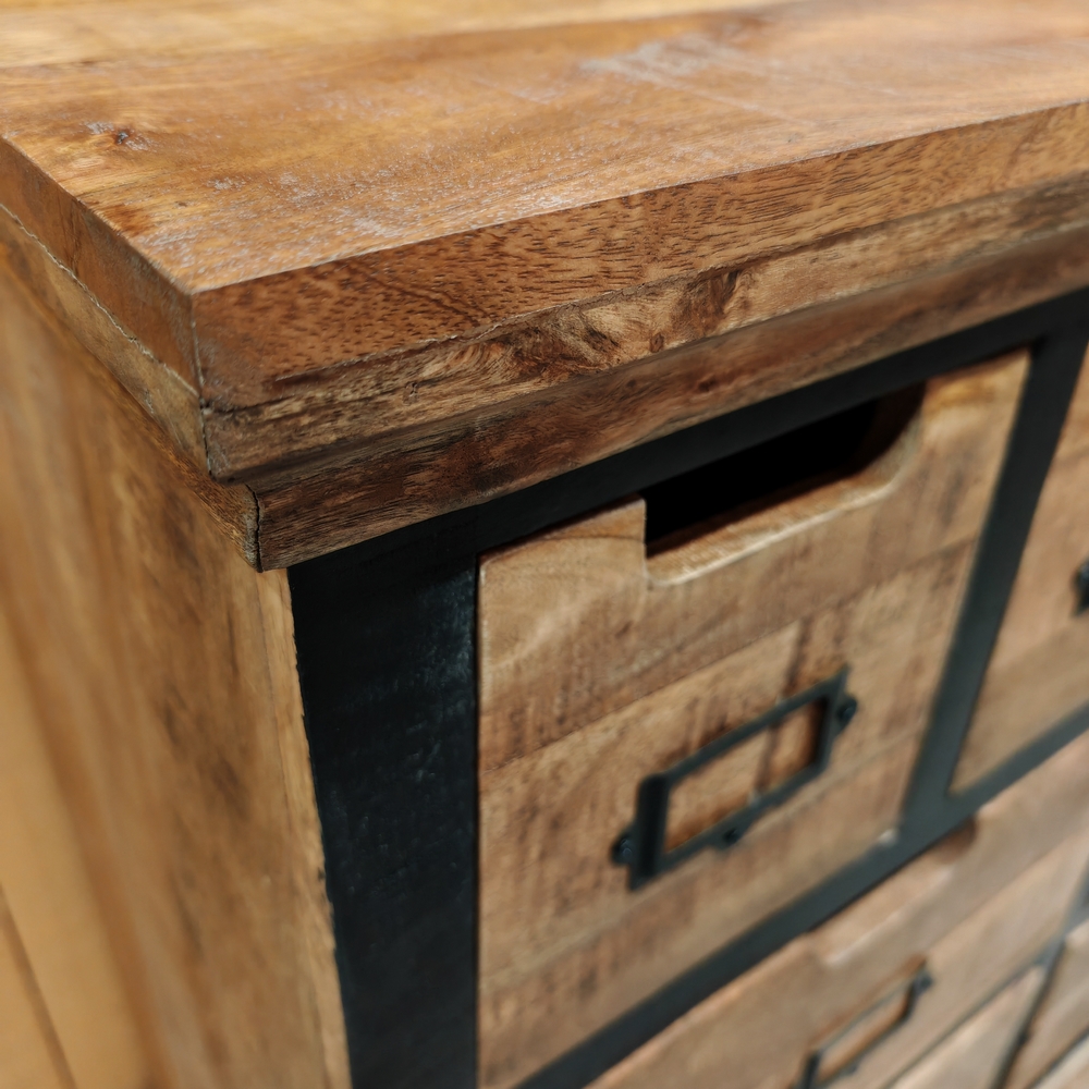 MEUBLE DE RANGEMENT 12 TIROIRS EN MANGUIER MASSIF 145 X 40 X 85 CM - Photo N°5